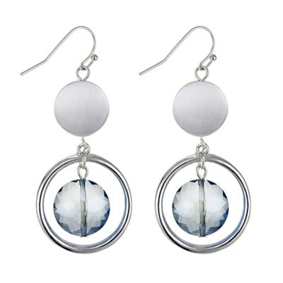 Blue crystal hoop droplet earring